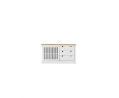Buffet - bahut - enfilade valentina buffet bas 1 porte 3 tiroirs - décor chene et blanc - l 150 x p 40 x h 80 cm