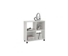 Etagère sur roulettes pivotantes avec 4 compartiments blanc