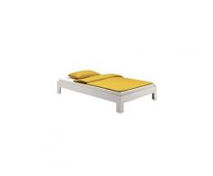 Lit futon thomas couchage double 140 x 200 cm 2 places / 2 personnes, en pin massif lasuré blanc