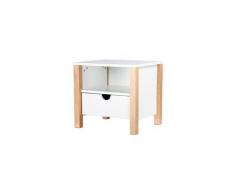 Alouette chevet scandinave - bois pin massif naturel et mdf blanc laque - l 40 cm