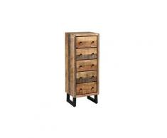 Odilon - chiffonnier 5 tiroirs acier et bois massif