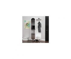 Homemania vestiaire - meuble d'entree kerry armoire - avec étagères à chaussures, miroir, porte, tiroir - blanc en bois, 80 x 35 x 180 cm