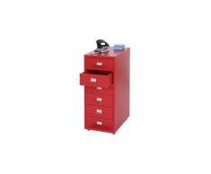 Caisson à roulettes boston t851, placard en acier, 69x28x44cm 6 tiroirs ~ rouge