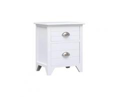 Table de chevet blanc 38x28x45 cm bois de paulownia