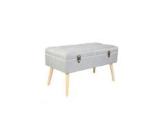 Dabilio - banc coffre piétement bois et tissu gris