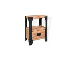 Table de chevet bois d'acacia acier 40 x 30 x 54 cm