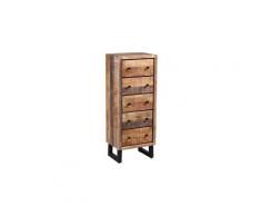 Chiffonnier 5 tiroirs bois massif blanchi - chalerston - l 45 x l 35 x h 116 - neuf