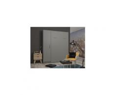Composition armoire lit escamotable smart-v2 gris mat couchage 160 x 200 cm colonne armoire