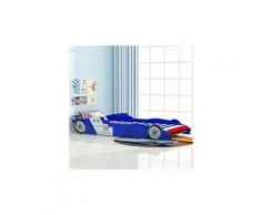 Lit voiture de course pour enfants 90 x 200 cm bleu