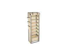 Armoire à chaussures tissu 50 x 162 x 33 cm beige helloshop26 2008156