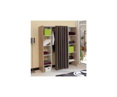 Dressing en bois (chêne) extensible avec rideau 2 colonnes artemis