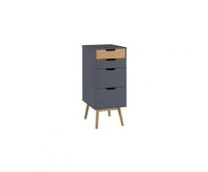 Chiffonnier 4 tiroirs gris/chêne - bastos - l 40 x l 40 x h 94 - neuf