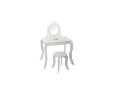 Coiffeuse enfant avec tabouret coloris blanc en bois - dim : l60 x l40 x 91 cm - pegane -