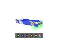 Icaverne - lits bébés et enfants esthetique lit voiture de course pour enfants avec led 90 x 200 cm bleu