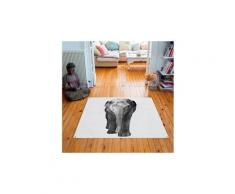 Tapis carré velours antidérapant imprimé animaux elephant - 135 x 135 cm