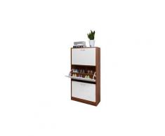 Chaussure avec 3 rabats armoire à chaussures réglable 2 tiroirs 63 x 120 x 24 cm