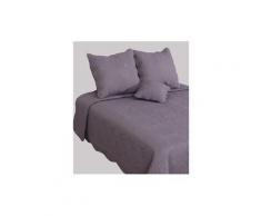 Couvre lit boutis anthracite "piquage vagues" 3 pièces pour lit 2 places