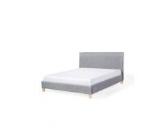 Lit double avec cadre en tissu gris 160 x 200 cm