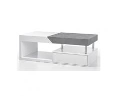 Table basse modulable en chêne laqué blanc mat et béton - l.120 x h.43 x p.60 cm -pegane-