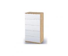 Commode avec 5 tiroirs coloris chêne canadian et blanc artic - 110 x 60 x 40 cm -pegane-
