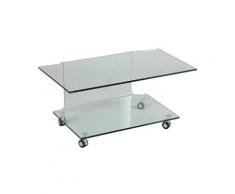 Meuble tv sur roulettes verre, l.90 xp.50 x ht.43 cm -pegane-