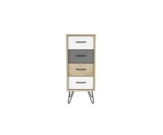 Commode de chambre filea chiffonnier 4 tiroirs - décor chene kronberg blanc et gris - l 41,6 x p 39,7 x h 100,7 cm