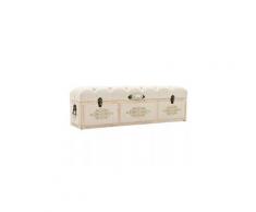 Banc de rangement bois massif et tissu 120 x 32 x 38 cm