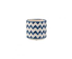 Pot de fleur zig-zag bleu