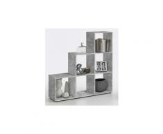 Bibliothèque escalier avec 6 cases coloris light atelier - dim : l 104,5 x h 108 x p 33 cm - pegane -