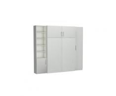 Composition armoire lit escamotable lutecia blanc mat couchage 140 x 190 cm