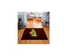Tapis carré velours antidérapant imprimé papillons yellow butterfly - 135 x 135 cm