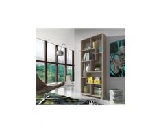 Etagère murale de rangement pour livres,bibliothèque, 8 compartiments,montage horizontal et vertical. Chêne clair brossé, 68,5x161x25cm de profondeur.