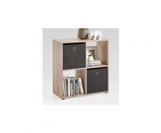 Bibliothèque escalier 4 cases coloris chêne - dim : 70 x 73 x 33 cm -pegane-