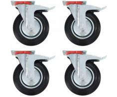 vidaXL Roulettes 4 pcs Roulette de Mobilier Chariot Roulant Etagère à Livre Roulette de Meuble Bibliothèque Panier d'Achat Capacité 70 kg 100 mm - Accessoires pour meubles