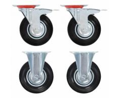 vidaXL 24x Roulettes Pivotantes Roues Fixes pour Chariot Roulant Etabli Meuble Etagère à Livre Tables de Travail Capacité de 120 kg 125 mm - Accessoires pour meubles