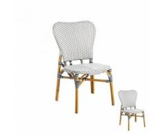 Duo de Chaises Rotin Blanc/Noir dossier cur- TANAR - Mobilier de Jardin