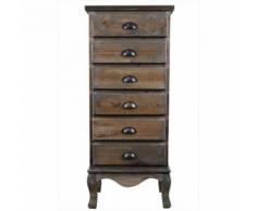 Meuble Semainier Chiffonnier Bois 6 Tiroirs 45.5x36x108cm - Marron - Décoration d'Autrefois - Buffets