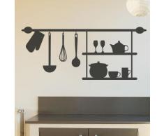 Pick and Stick Sticker Mural déco Etagère - 30 x 70 cm, Noir - Décoration murale