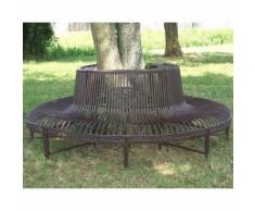 Grand Geant Banc Circulaire Tour d'Arbre Banquette de Parc en Fer et Fonte Marron 91x220x220cm - Mobilier de Jardin