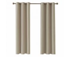 Deconovo Lot de 2 Rideaux Occultants Thermique Rideau Fenetre Cuisine Chambre Rideaux Salon Design Moderne à Oeillets 107x213cm Beige Foncé - Rideaux et stores