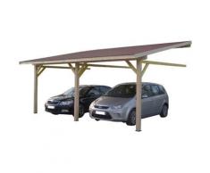 Habrita - Carport Double Monopente Mural Avec Couverture Bardeau Bitumé - Mobilier de Jardin