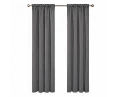 Deconovo Lot de 2 Rideaux Occultants Thermiques Rideaux de Chambre Adulte Pass Tringle Rideaux Salon Design Moderne 132X242cm Gris Clair - Rideaux et stores