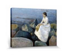 Edvard Munch Poster Reproduction Sur Toile, Tendue Sur Châssis - Inger À La Plage, Nuit D'Été, 1889 (30x40 cm) - Décoration murale