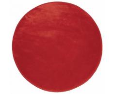 Tapis rond (0) 90 cm velours uni louna Rouge - Tapis et paillasson
