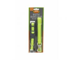Ensemble collier et laisse pour chien réfléchissant - Jaune - 33cm - 50cm - Matériels de camping et randonnée