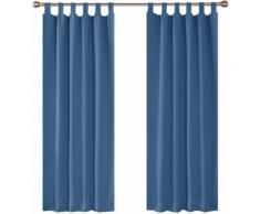Deconovo Lot de 2 Rideaux Occultants Isolants Thermique Rideaux Chambre Ado Salon Design Moderne à Pattes 107x214cm Bleu - Rideaux et stores