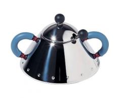 ALESSI 9097 SUCRIER AVEC PETITE CUILLER EN ACIER INOXYDABLE 18/10 BRILLANT POIGNÉES EN PA BLEU CLAIR - Ustensile de cuisine