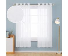 Deconovo Lot de 2 Rideaux Imprimé Pair Pois Rideaux Voile Fenêtre Chambre Enfant 140x175cm Blanc - Rideaux et stores