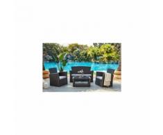 Fidji Salon De Jardin 4 Places En Resine Tressee - Gris - Mobilier de Jardin