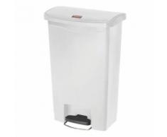 Poubelle à pédale frontale large blanche 50l slim jim step-on - Poubelle